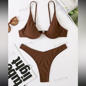 NWOT SHEIN Brown Push-Up High Bikini Swimsuit